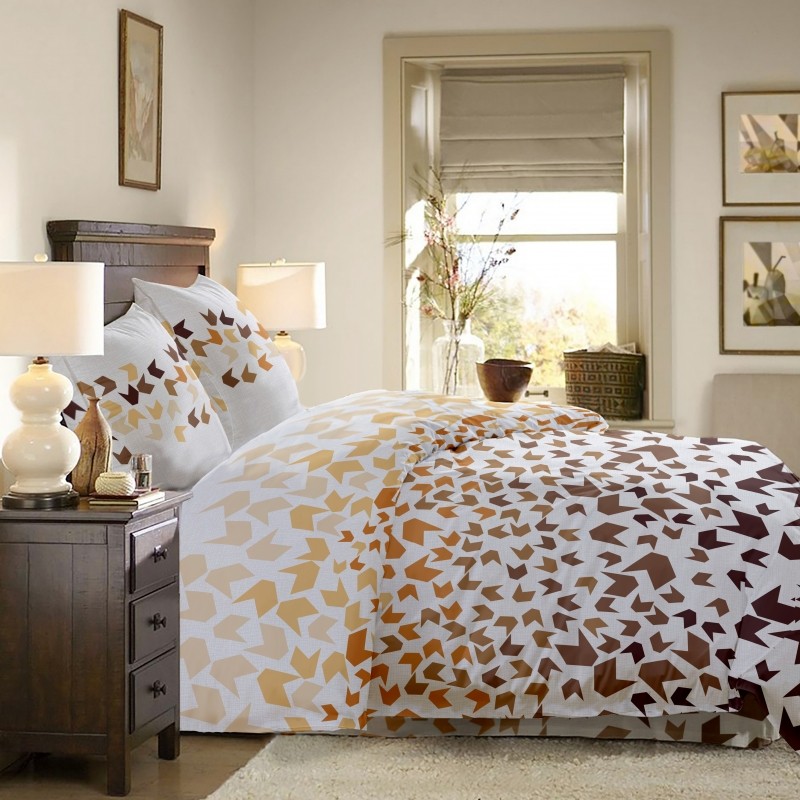 Lenjerie de pat Dormisete bumbac 100%, Loving Matisse Bej pentru pat 2 persoane, 4 piese, 180x215 / 50x70, cearceaf pat uni bej Honey Peach