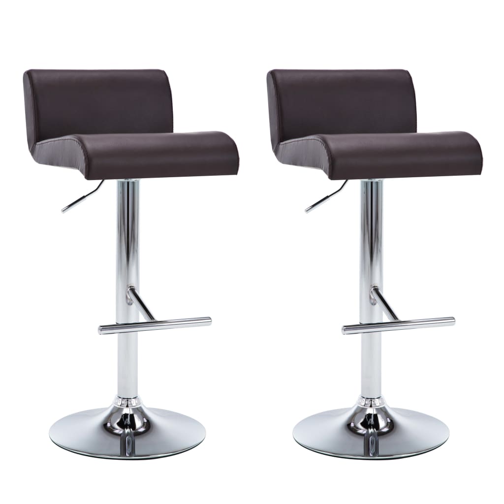 Set de 2 scaune de bar, inaltime reglabila, vidaXL, Piele artificiala, Maro, 38 x 46 x (80-100) cm