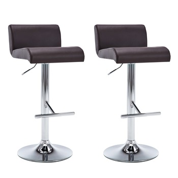 Set de 2 scaune de bar, inaltime reglabila, vidaXL, Piele artificiala, Maro, 38 x 46 x (80-100) cm Set de 2 scaune de bar, inaltime reglabila, vidaXL, Piele artificiala, Maro, 38 x 46 x (80-100) cm