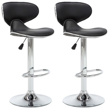 Set de 2 scaune de bar tapitate cu inaltime ajustabila, vidaXL, Piele artificiala, 50 x 46 x (87-108)cm, Negru Set de 2 scaune de bar tapitate cu inaltime ajustabila, vidaXL, Piele artificiala, 50 x 46 x (87-108)cm, Negru