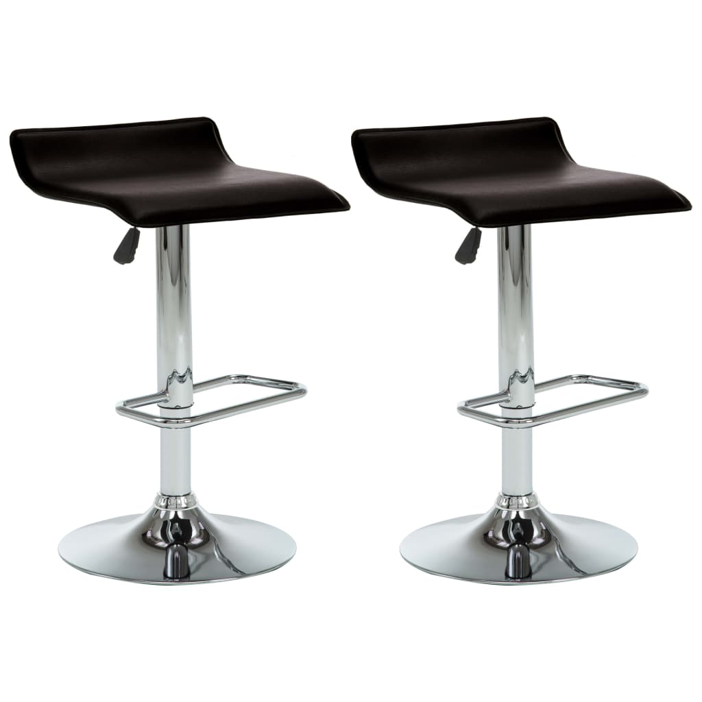 Set de 2 scaune de bar, vidaXL, Piele artificiala, Maro inchis, 38 x 39 x (64-85) cm