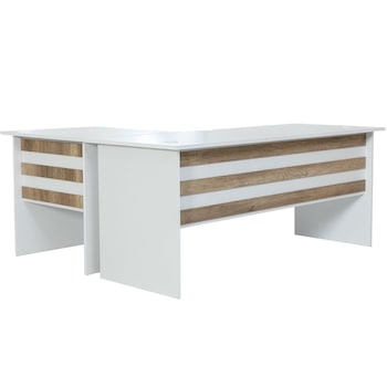 Birou colt Epsilon Alpino, 755 mm x 1800 mm x 700 mm, Alb/Stejar Birou colt Epsilon Alpino, 755 mm x 1800 mm x 700 mm, Alb/Stejar