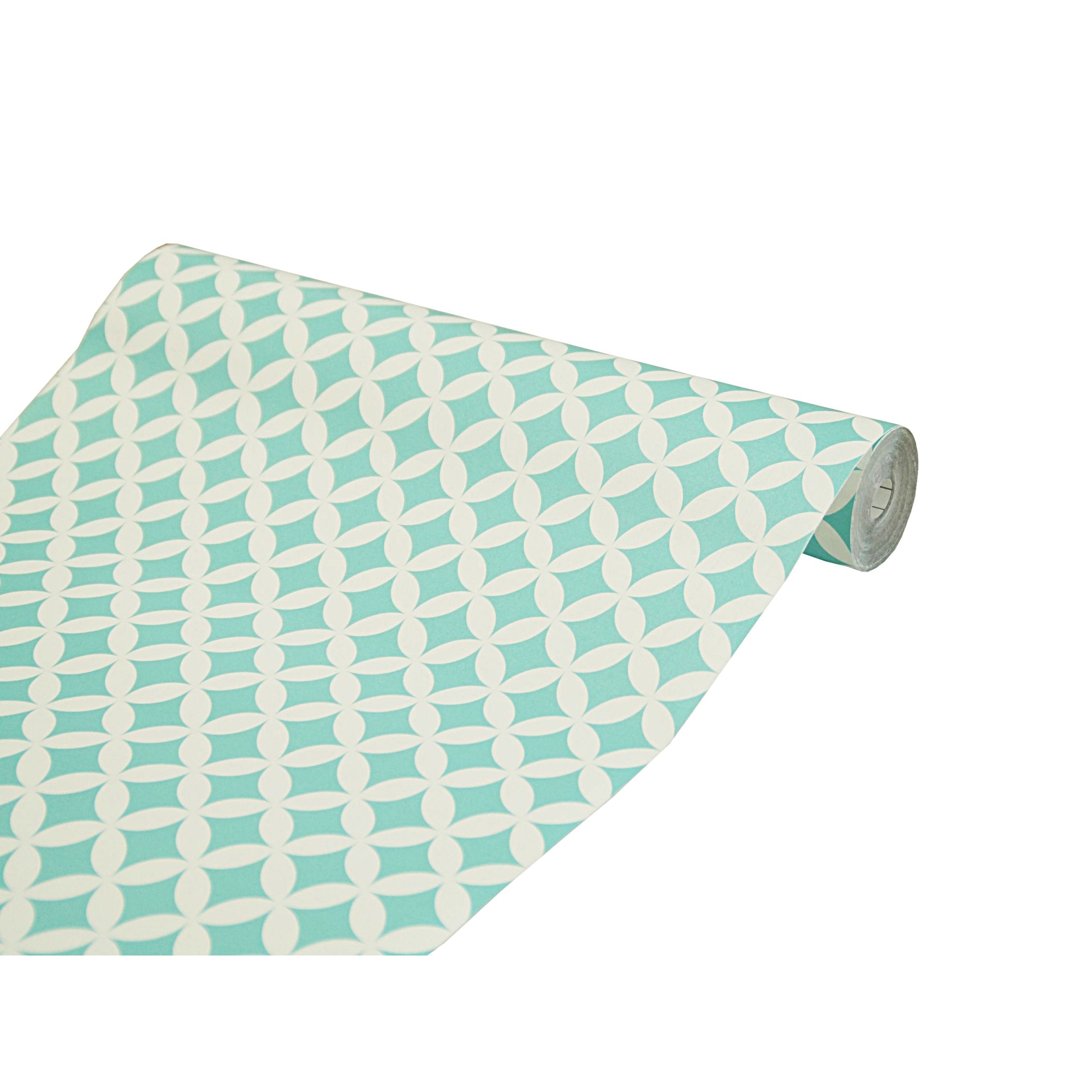 Folie PVC autoadeziva pentru mobilier Gekkofix Elliot Mint W148, Alb/Verde menta, 45x50 cm