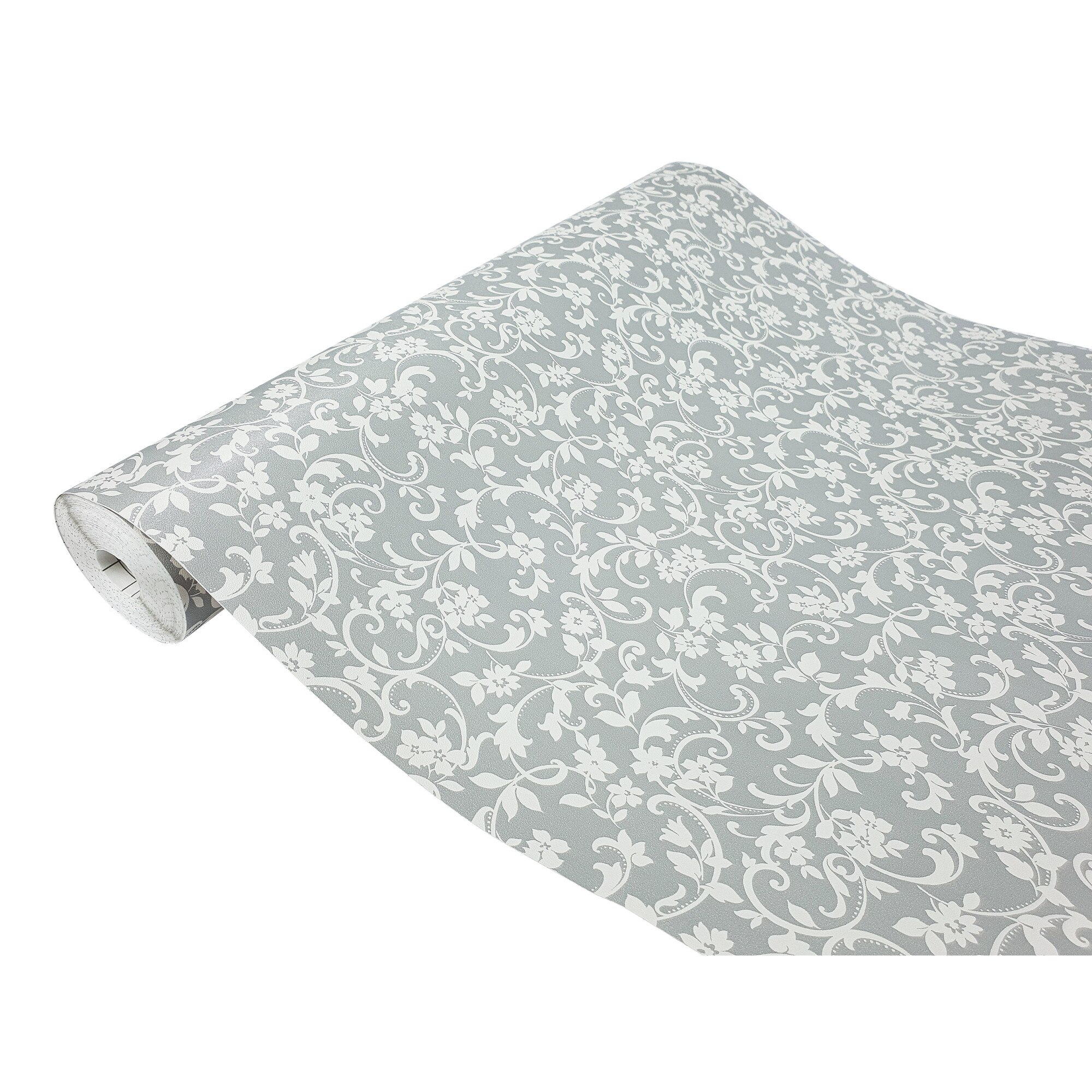 Folie PVC autoadeziva pentru mobilier Gekkofix Ornament Gray W75, Gri, 90x50 cm