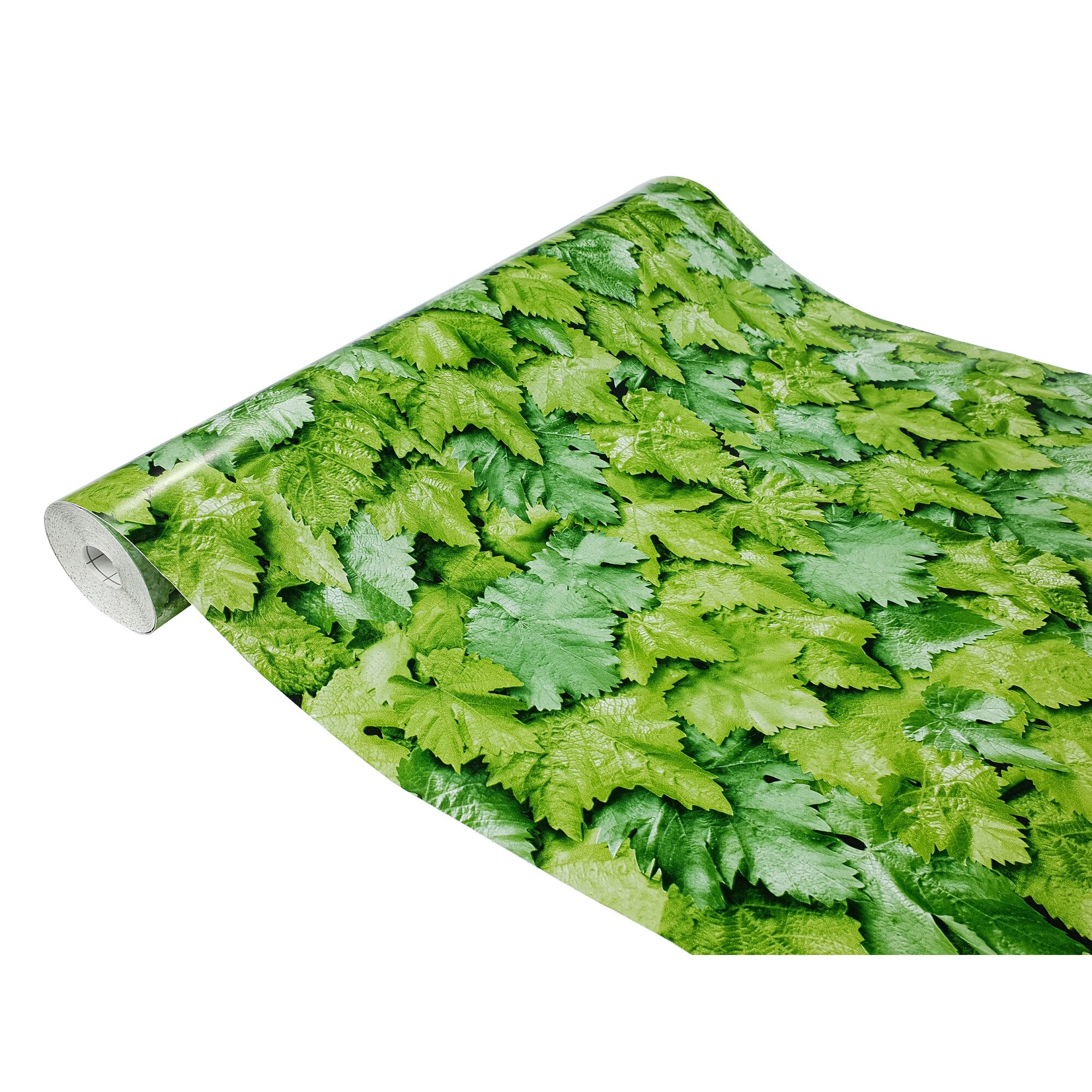 Folie PVC autoadeziva pentru mobilier Gekkofix Leaves W70, Verde, 45x50 cm