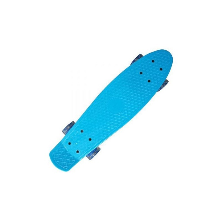Skateboard ABS (penny board), cu roti iluminate, 56?14.5cm, maxim 50kg, bleu