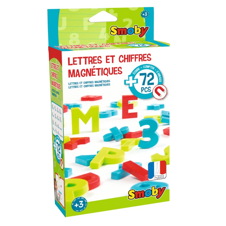 Set litere si cifre magnetice Smoby, 72 piese