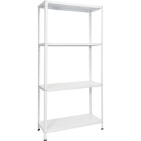 Etajera alba metalica cu 4 rafturi, Arly, 75x30x150 cm
