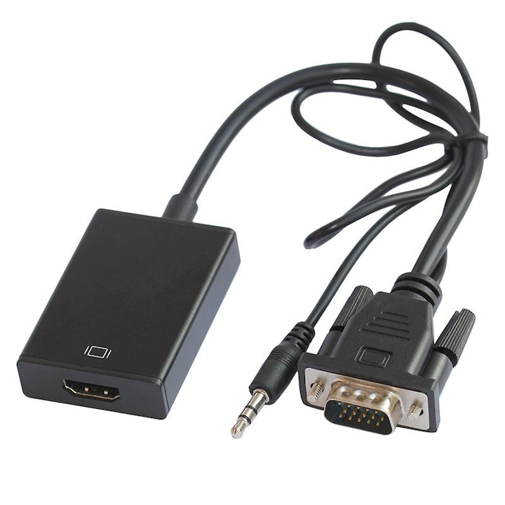 Cablu adaptor, convertor VGA+ jack 3.5mm-HDMI, tata-mama, 0.1m