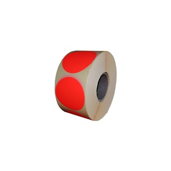 Etichete autoadezive semilucioase 50 mm, 1000buc/rola, ROSU FLUORESCENT Etichete autoadezive semilucioase 50 mm, 1000buc/rola, ROSU FLUORESCENT