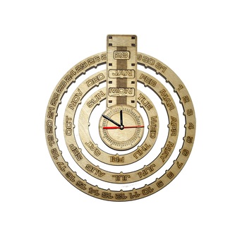 Calendar de Perete Perpetuu din Lemn cu Ceas Calendar de Perete Perpetuu din Lemn cu Ceas