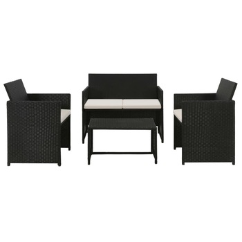 Set mobilier de gradina, cu masa si fotolii, vidaXL, Poliratan, Negru, 70 x 40 x 38 cm Set mobilier de gradina, cu masa si fotolii, vidaXL, Poliratan, Negru, 70 x 40 x 38 cm