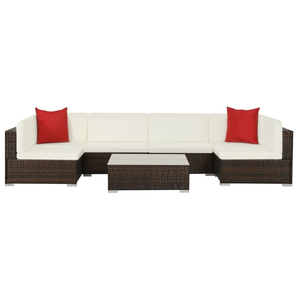 Set mobilier de gradina, canapea cu masa si taburet, 23 piese, vidaXL, Poliratan, Maro, 74 x 74 x 26 cm