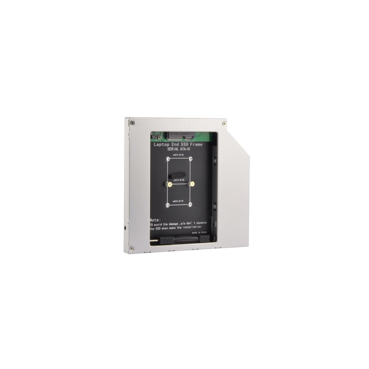 Adaptor Caddy pentru unitate optic laptop, Sata-mSata, 12.5(12.7) mm