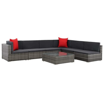 Set mobilier de gradina cu 23 piese, vidaXL, Poliratan, Gri Set mobilier de gradina cu 23 piese, vidaXL, Poliratan, Gri