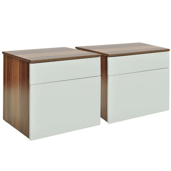 Set de 2 noptiere cu sertar, vidaXL, Maro / Alb, 40 x 30 x 39 cm Set de 2 noptiere cu sertar, vidaXL, Maro / Alb, 40 x 30 x 39 cm