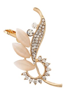 cercel ear cuff statement cu cristale albe opace alungite in forma de floare auriu urechea dreapta imagen 44_0_
0