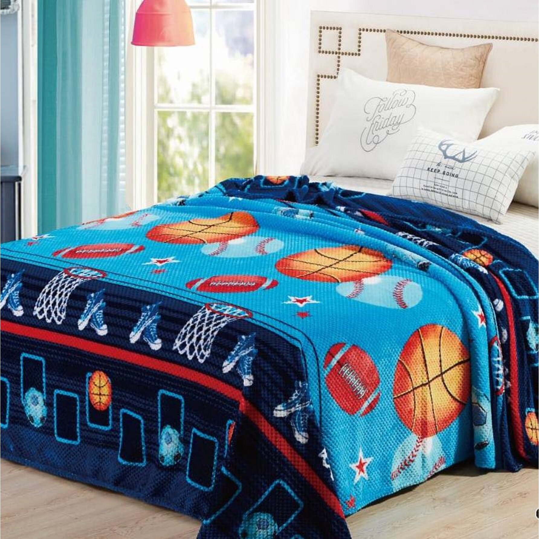 Patura Cocolino moale gofrata cu model, punga cadou 200X230cm bleu Fo371