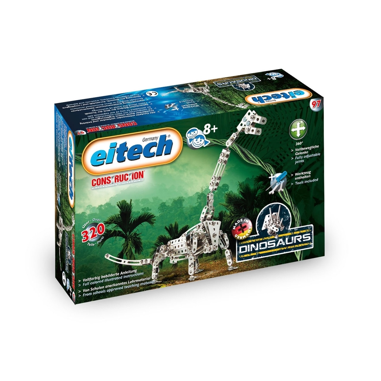 Set de constructie Eitech Dinozaur Brachiosaurus, 320 de piese, 29 x 8 x 18 cm, MGC