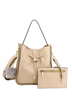 Geanta de Umar Nude, 2 piese, Piele ecologica Geanta de Umar Nude, 2 piese, Piele ecologica