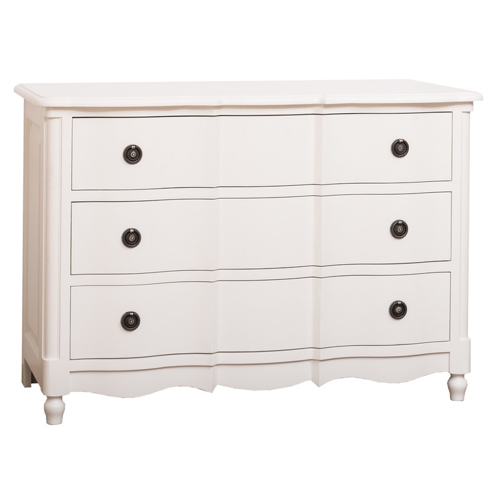 Comoda Galbee Szel-Mob, culoare vopsit, lemn masiv, sertare cu sine, 130x57x90 cm