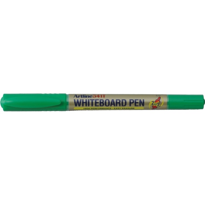 Marker pentru tabla de scris ARTLINE 541T, doua capete - varfuri rotunde 0.4mm/1.0mm - verde
