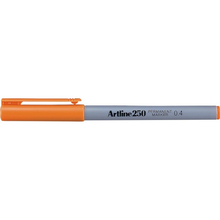 Permanent marker ARTLINE 250, corp plastic, varf rotund 0.4mm - portocaliu