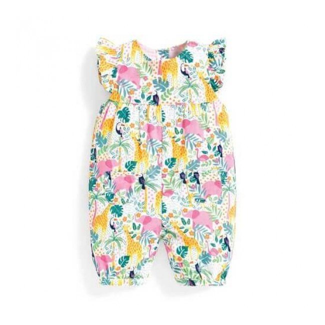 Salopeta Pretty Jungle, Fete, Multicolor, 18-24 luni, 92 cm, Jojo Maman Bebe