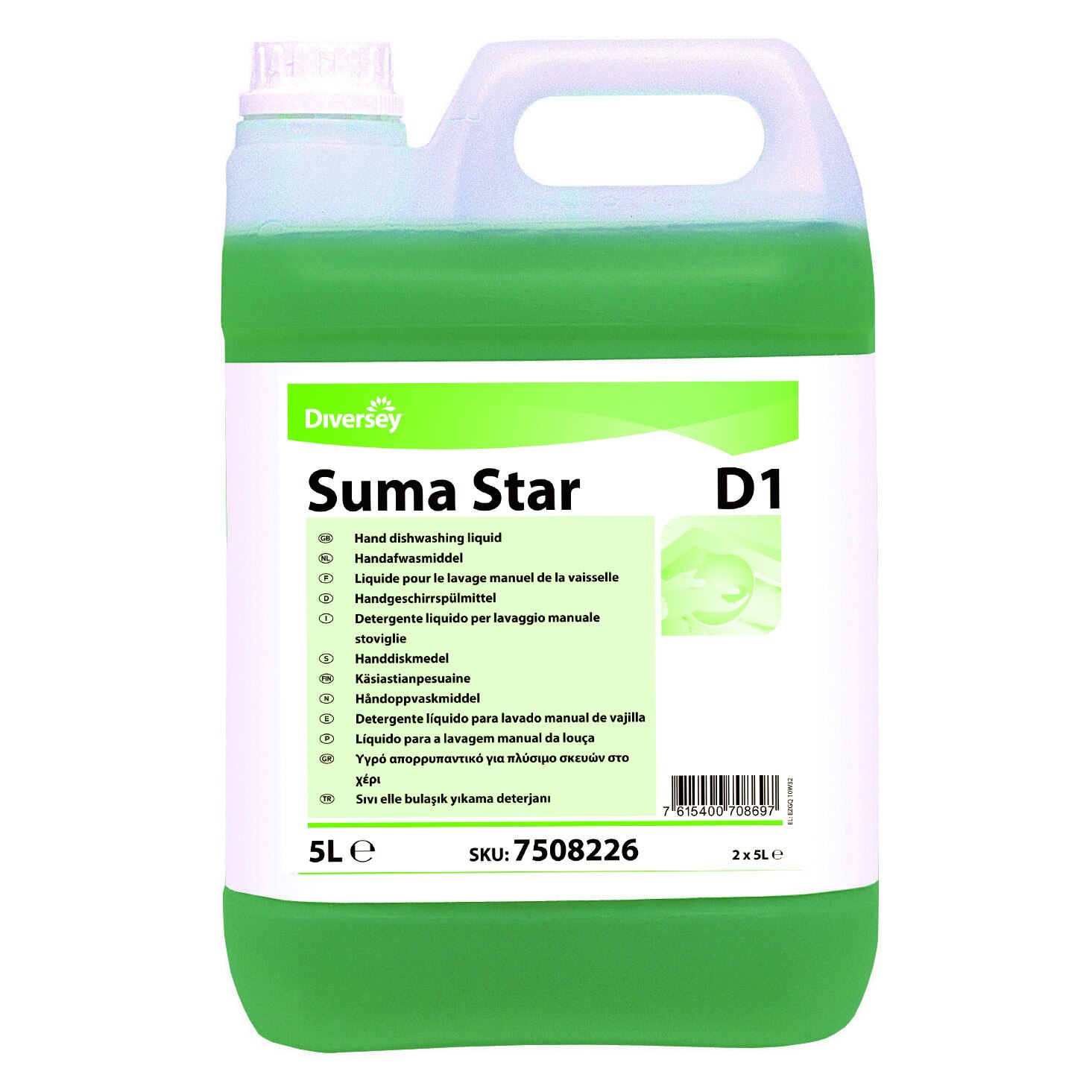 Detergent lichid concentrat, profesional, manual pentru vase Suma Star D1 5L