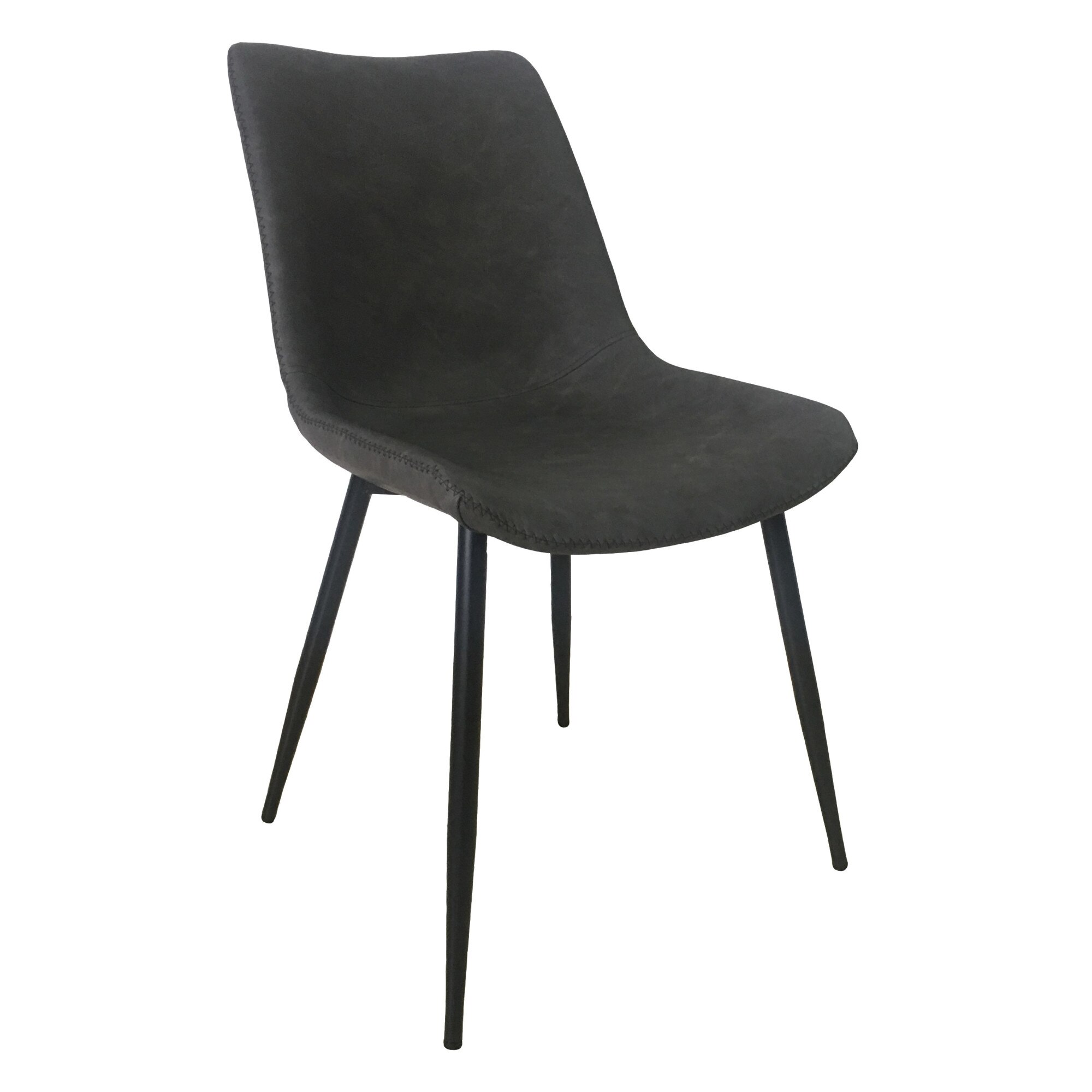 Scaun stil industrial Quadra tapitat cu piele ecologica gri inchis