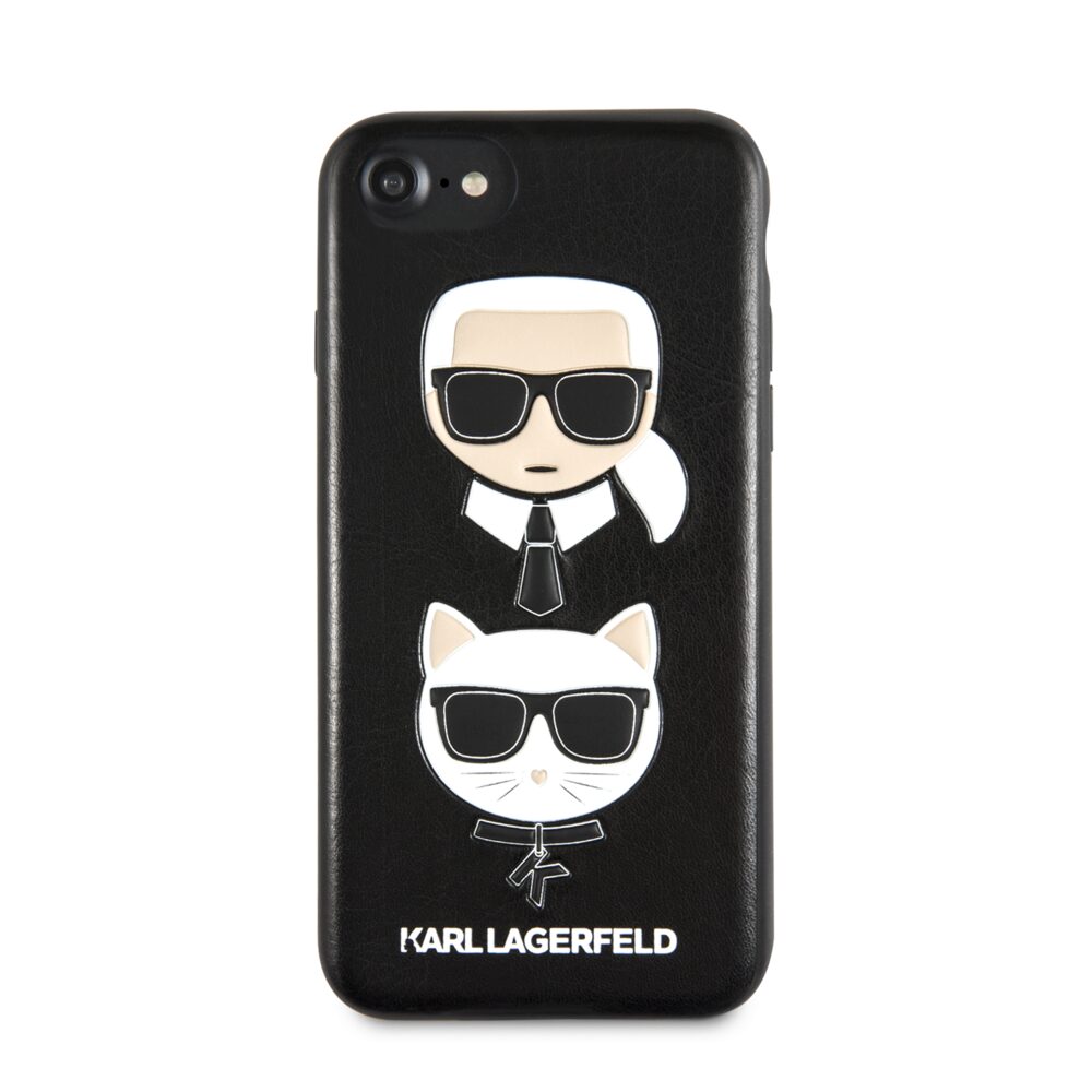 Husa Karl Lagerfeld pentru iPhone SE 2 (2020), Karl & Choupette Collection, Piele Eco, Negru