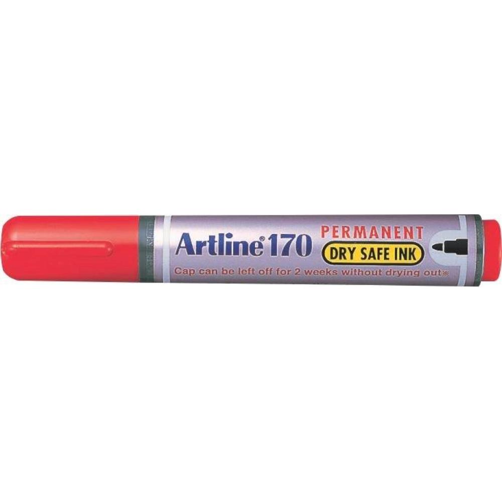 Permanent marker ARTLINE 170 - Dry safe ink, corp plastic, varf rotund 2.0mm - rosu