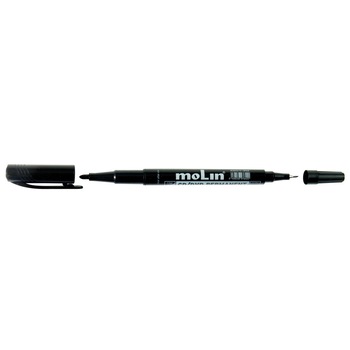 Marker pentru CD/DVD-uri, 2 capete - 0.5mm si 2.0mm, corp plastic, MOLIN - negru Marker pentru CD/DVD-uri, 2 capete - 0.5mm si 2.0mm, corp plastic, MOLIN - negru