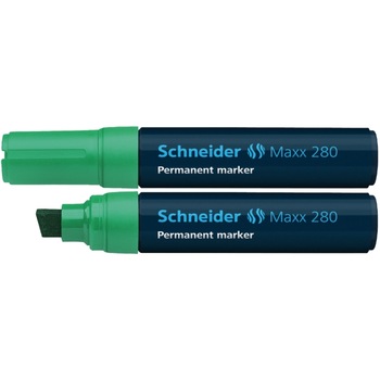 Permanent marker SCHNEIDER Maxx 280, varf tesit 4+12mm - verde Permanent marker SCHNEIDER Maxx 280, varf tesit 4+12mm - verde