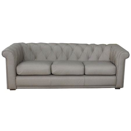 Canapea Chesterfield Zurich 3 locuri, fixa, piele naturala, alpha taupe, bej, 73 x 214 x 96 cm