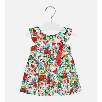 Rochie Mayoral cu imprimeu floral si bretele pentru bebe fetita, Rosu/Verde, 80 CM Rochie Mayoral cu imprimeu floral si bretele pentru bebe fetita, Rosu/Verde, 80 CM