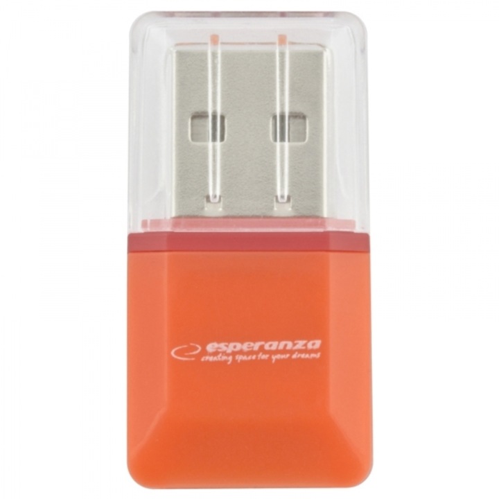 Esperanza EA134O, Micro SD, USB 2.0, Narancssárga, Kártyaleolvasó