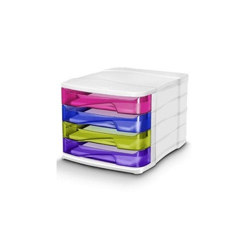 Suport documente CEP Happy, cu 4 sertare, multicolor Suport documente CEP Happy, cu 4 sertare, multicolor