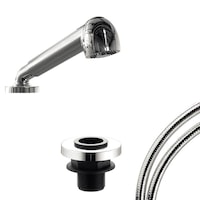 Set de dus extraibil 2 jeturi pentru bucatarie cu curba in alama, suport in alama, furtun flexibil Ultraflex 400 cm