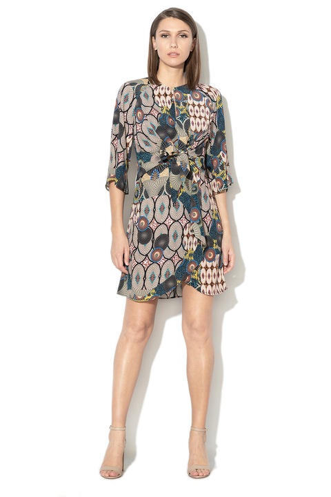 DESIGUAL, Rochie cu detaliu funda pe partea din fata Mina, Multicolor