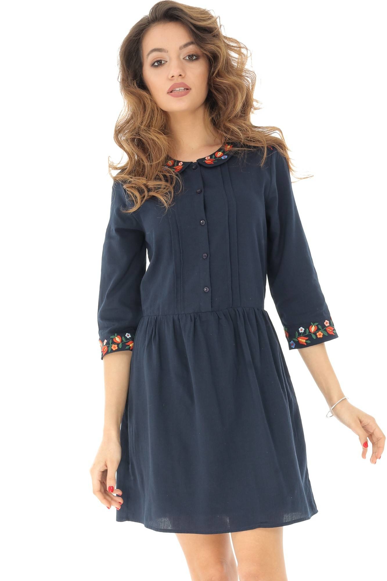 Rochie scurta, bleumarin, captusita, ROH , L