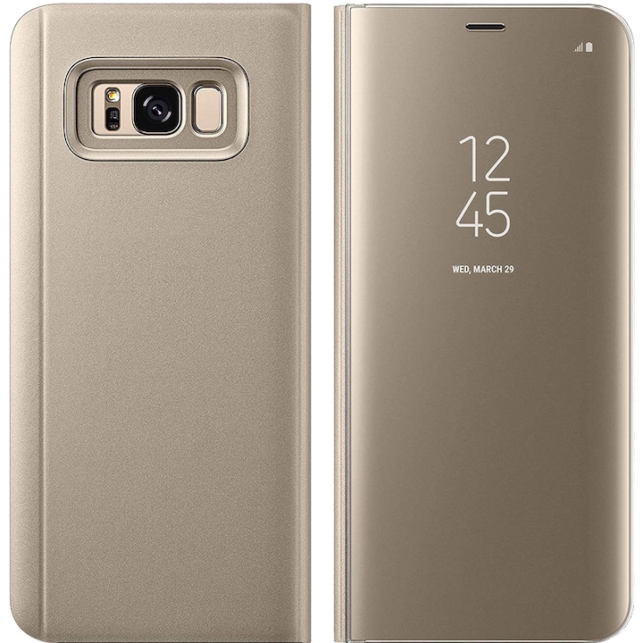 Husa de protectie Hello Mobile Clear-view pentru Smartphone Samsung Galaxy A5 (2017) din Plastic & Poliuretan Gold