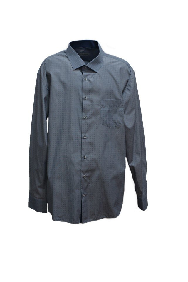 Camasa barbateasca slim cu maneca lunga, Imprimeu cu buline, D&J Exclusive, Albastru