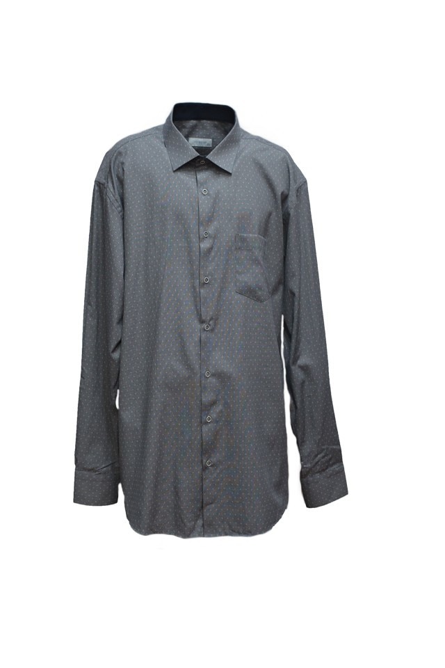 Camasa barbateasca slim cu maneca lunga, Imprimeu cu buline, D&J Exclusive, Gri
