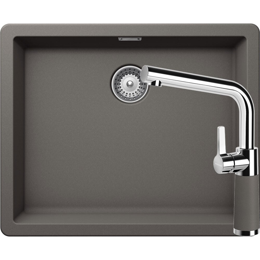 Kit chiuveta Schock Greenwich N-100L 556 x 456 mm si baterie Schock SC-540 Silverstone Cristadur