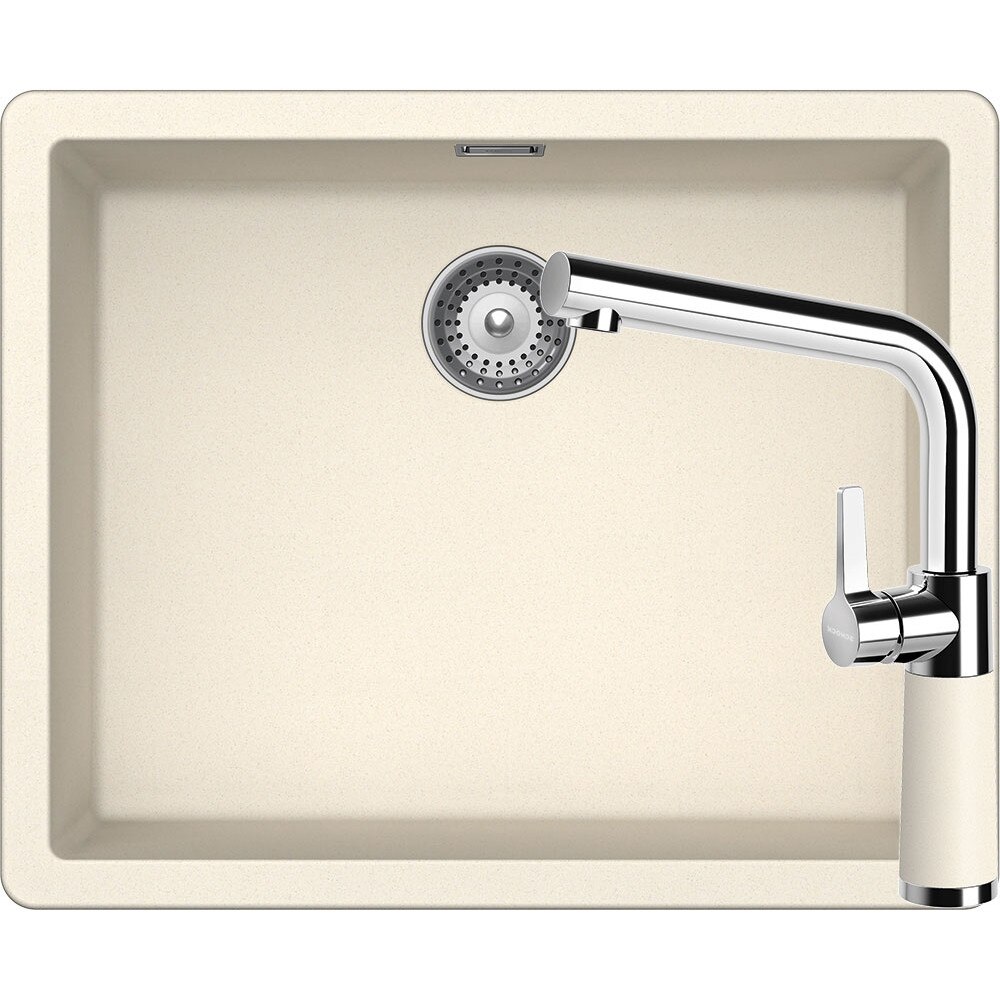 Kit chiuveta Schock Greenwich N-100L 556 x 456 mm si baterie Schock SC-540 Magnolia Cristadur