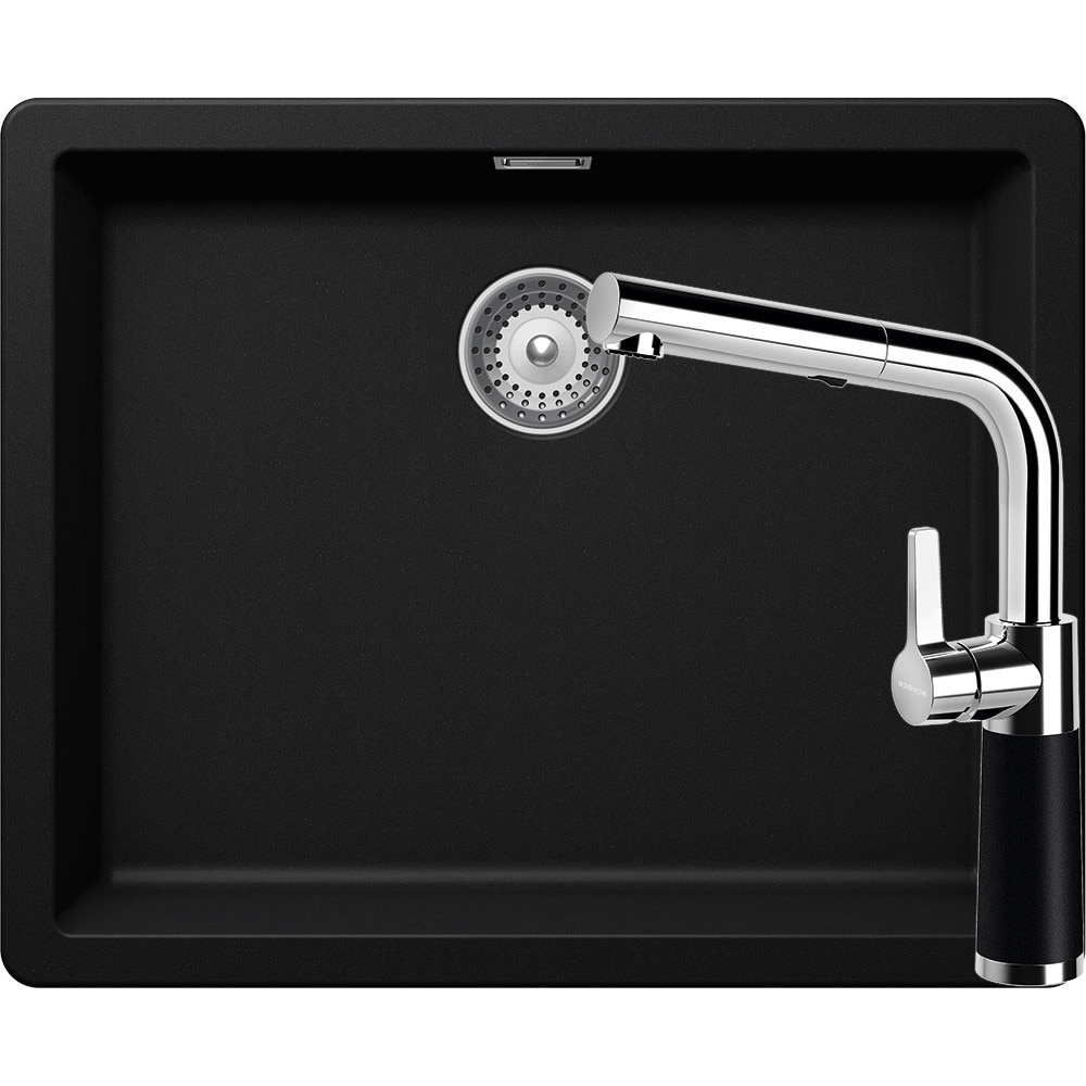 Kit chiuveta Schock Greenwich N-100L 556 x 456 mm si baterie Schock SC-540 cu Dus Extractibil Puro Cristadur