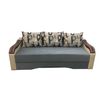 Canapea extensibila Eco Ornament, MobAmbient, Gri, material textil, extensie din plasa de arcuri tip relaxa, cu lada de depozitare, 3 perne mari incluse, 220 x 140 cm Canapea extensibila Eco Ornament, MobAmbient, Gri, material textil, extensie din plasa de arcuri tip relaxa, cu lada de depozitare, 3 perne mari incluse, 220 x 140 cm