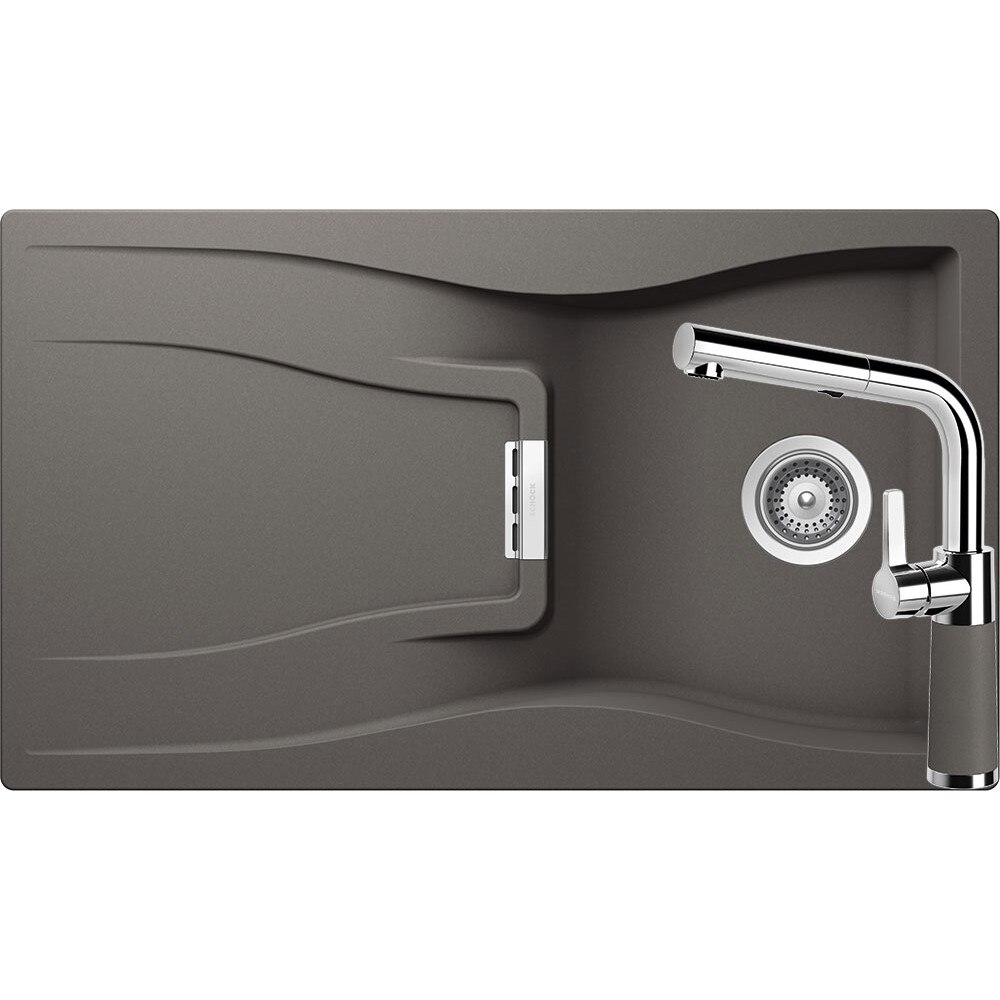 Kit chiuveta Schock Waterfall D-100 860 x 500 mm si baterie Schock SC-540 cu Dus Extractibil Silverstone Cristadur