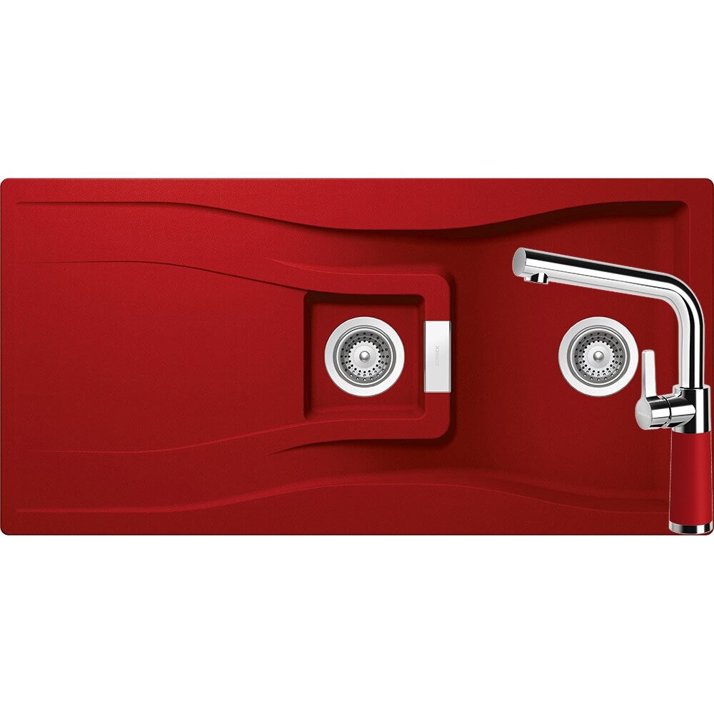 Kit chiuveta Schock Waterfall D-150 1000 x 500 mm si baterie Schock SC-540 Rosu Cristadur